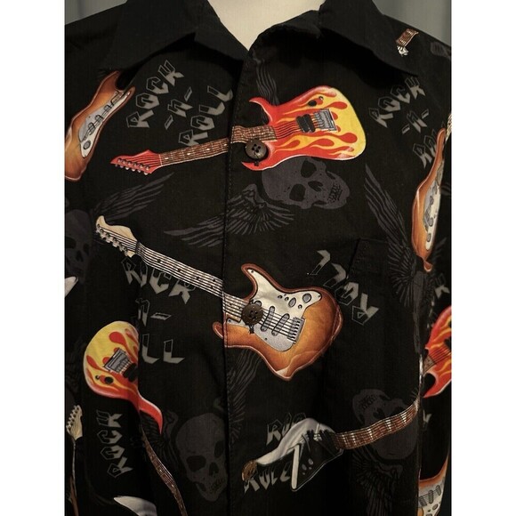 Max Boxxer USA Rock and Roll Music Guitar Short Sleeve Shirt Mens Sz EX Large - Picture 2 of 7